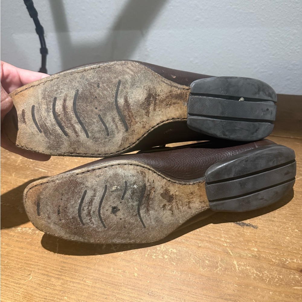Salvatore Ferragamo Chocolate Leather Slip-Ons with Silver Accent - Picture 6 of 11
